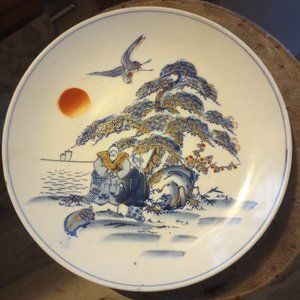Vintage Japanese hand painted Imari 11 inch plate